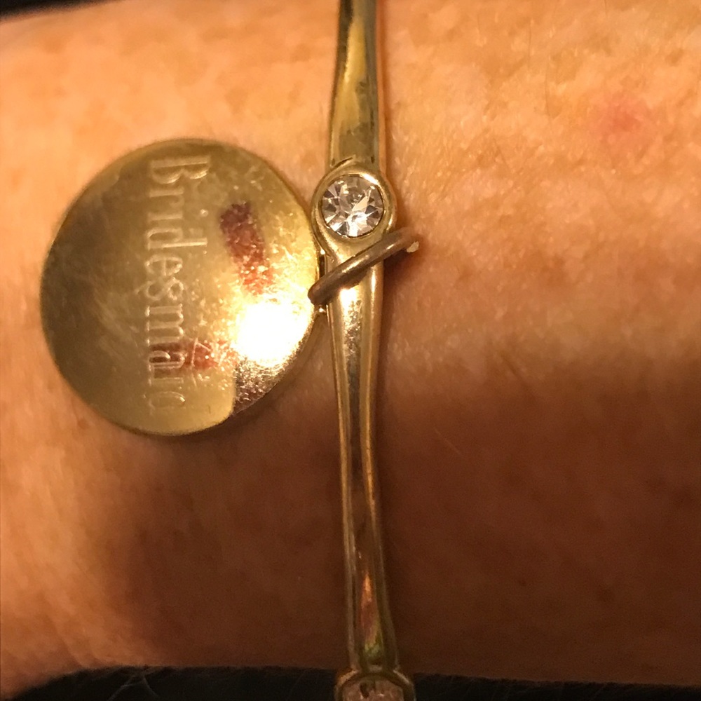 Vintage goldtone bridesmaid charm bracelet with rhinestones